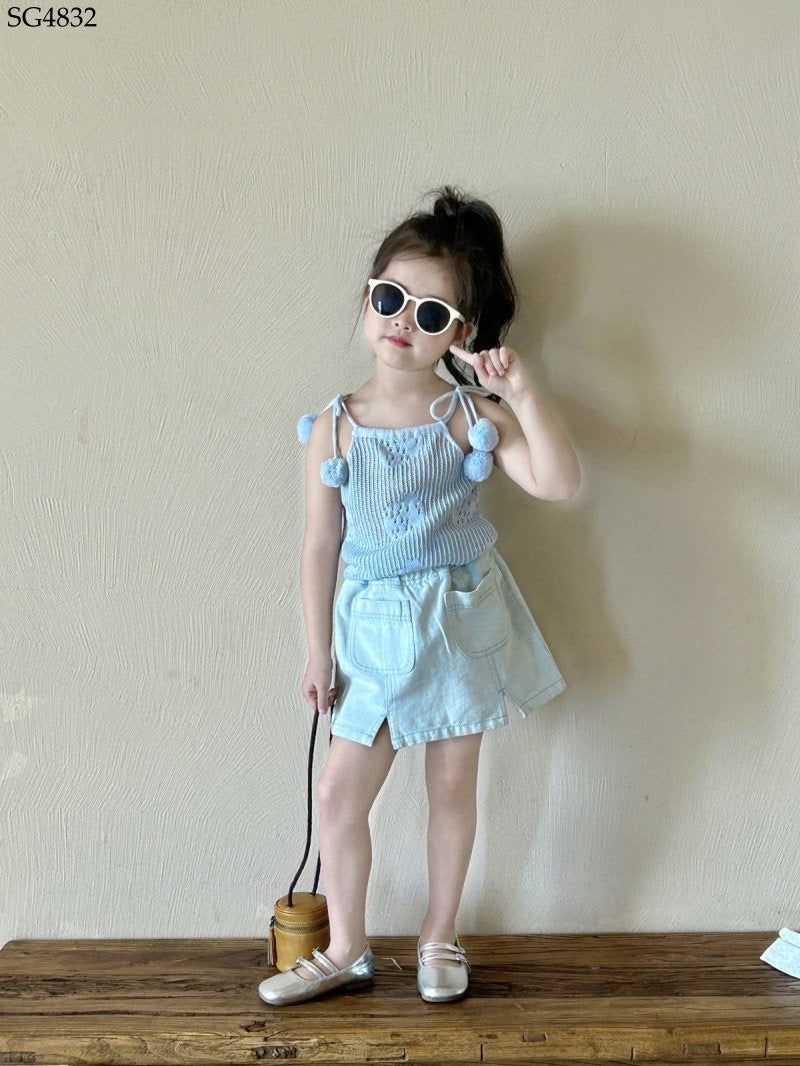 BLUE TOP WITH MINT SKIRT SET