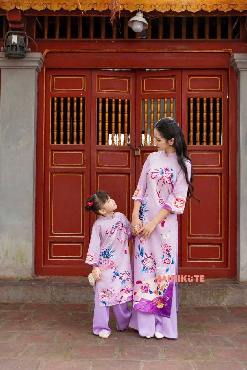 Áo Dài Gia Đình Cát Tường - Tím