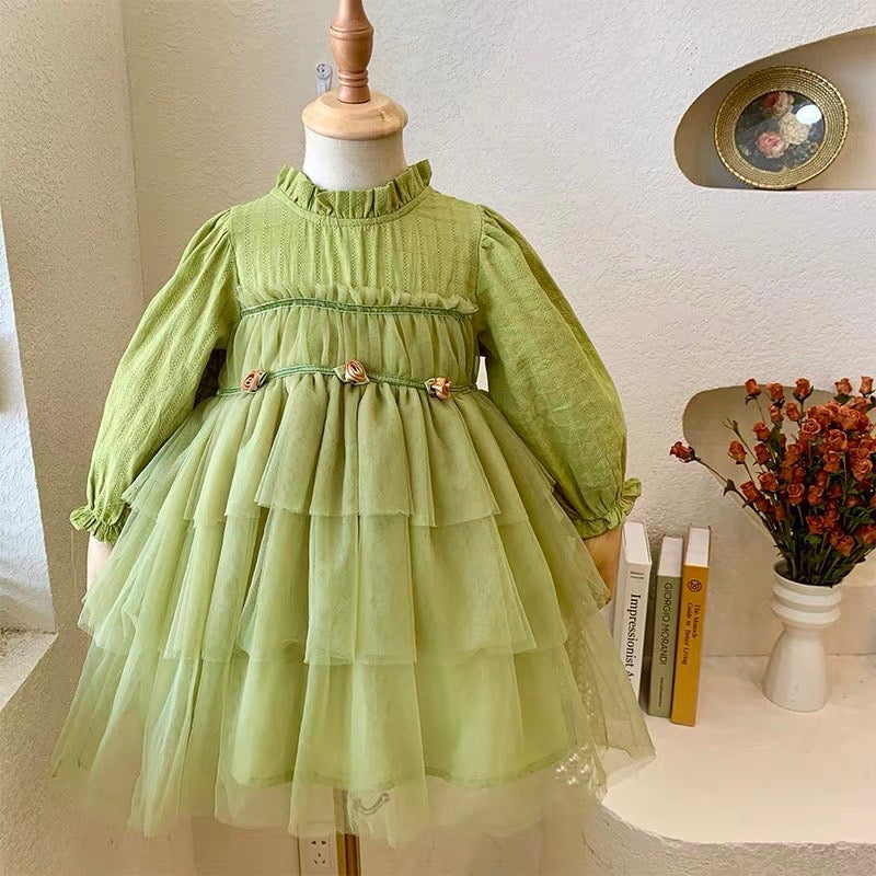 OLIVE MESH DRESS