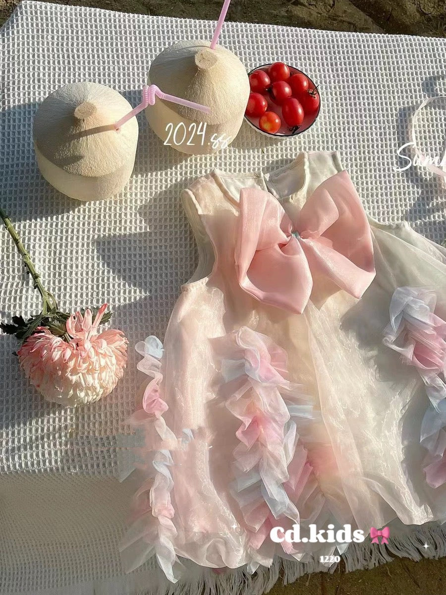 FRONT BOW RAINBOW DRESS