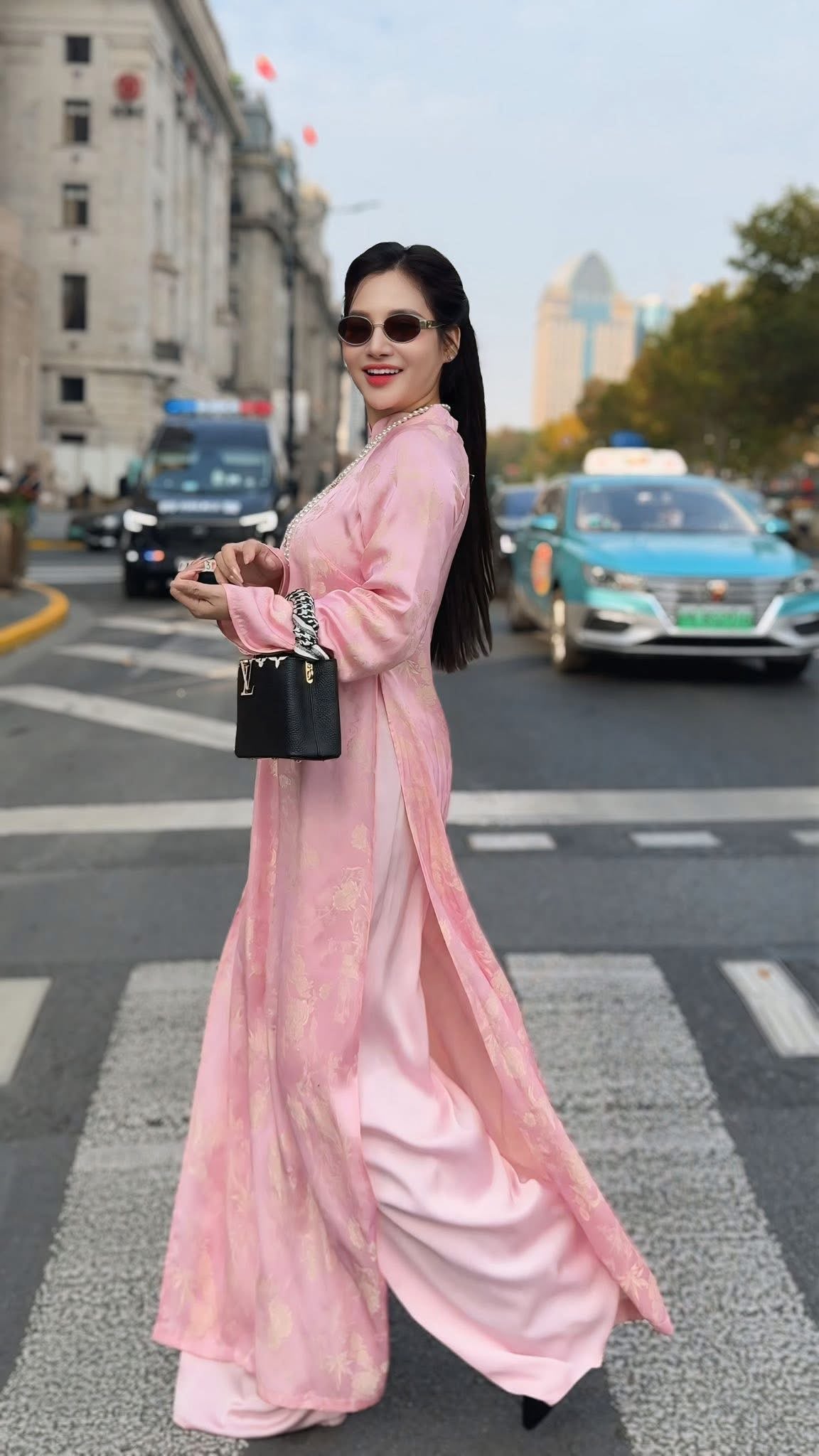 Kim - Light Pink Silk Áo Dài - Traditional Vietnamese Dress for Women | Wedding Guest Gown