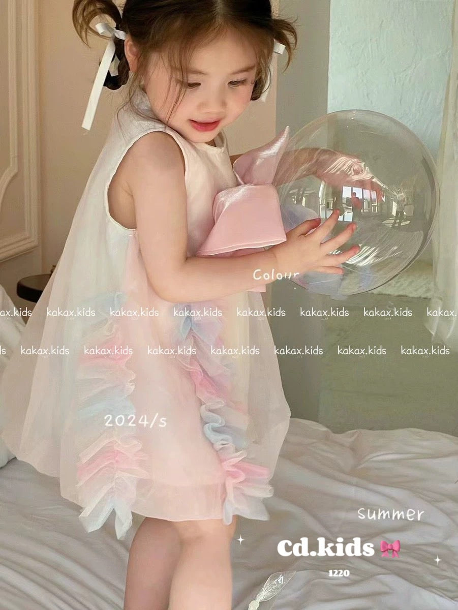 FRONT BOW RAINBOW DRESS