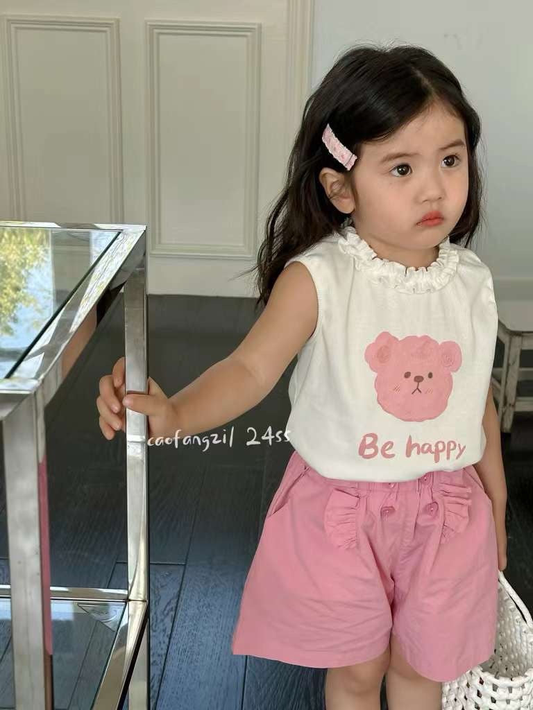 HAPPY BEAR TOP WITH PINK SHORT