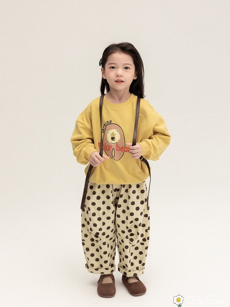 YELLOW SWEATER WITH DOT PANTS SET