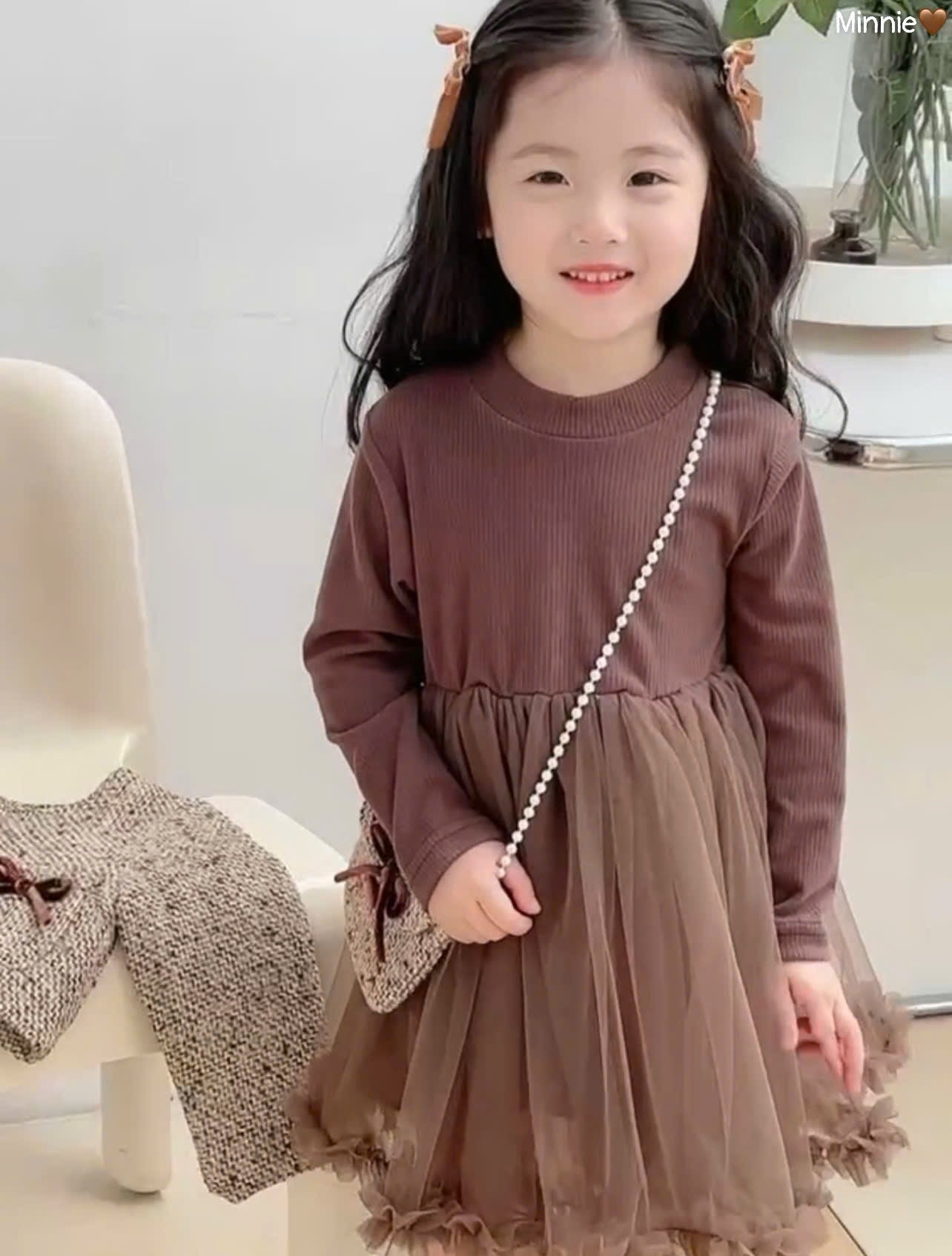 BROWN DRESS WITH TWEET JACKET SET