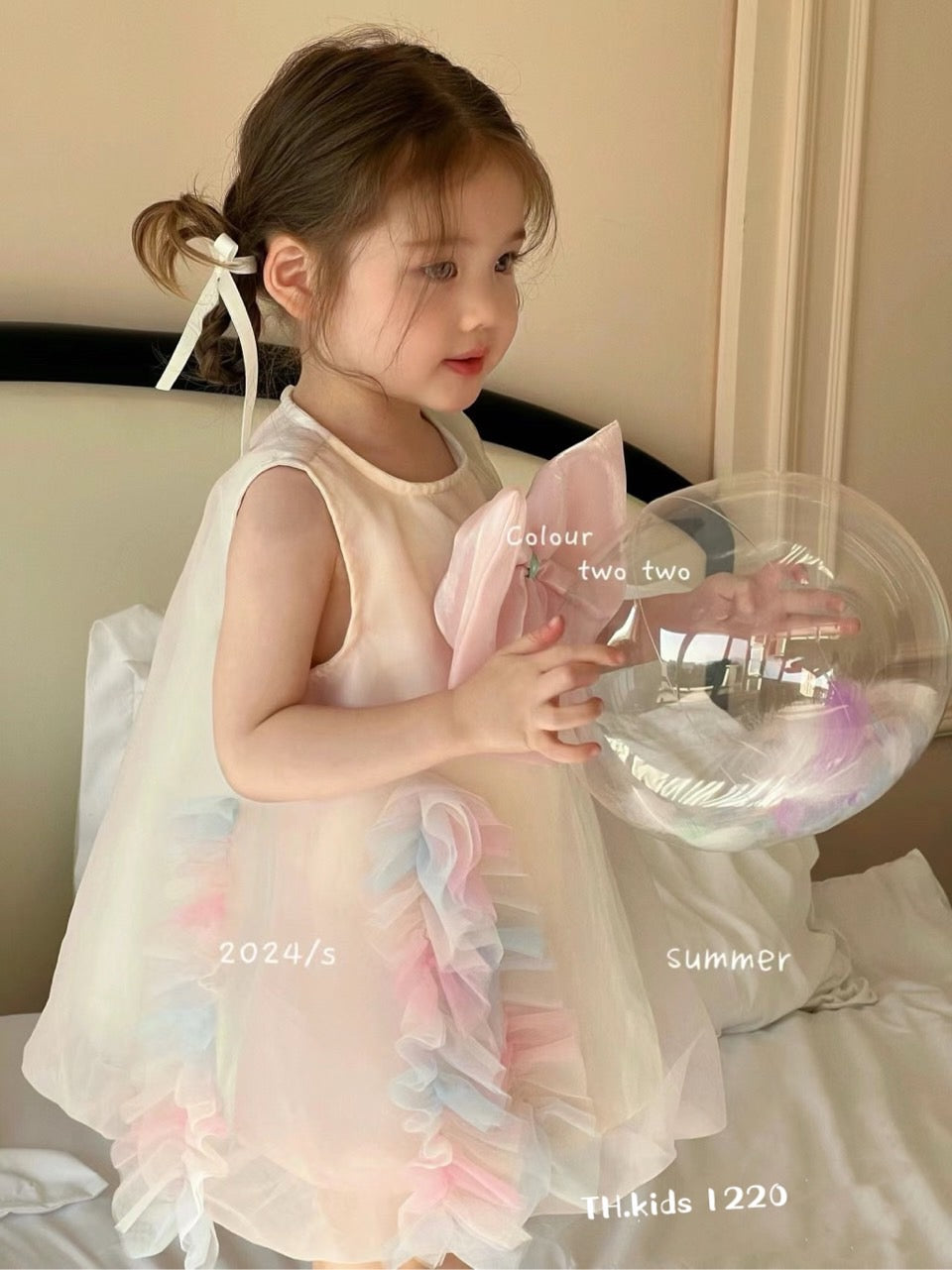 FRONT BOW RAINBOW DRESS