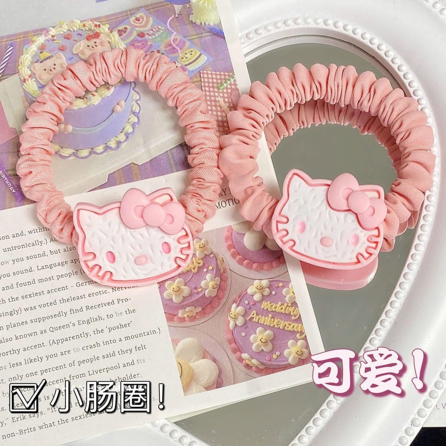 SET OF 15 PINK KITTY HAIR CLIPS