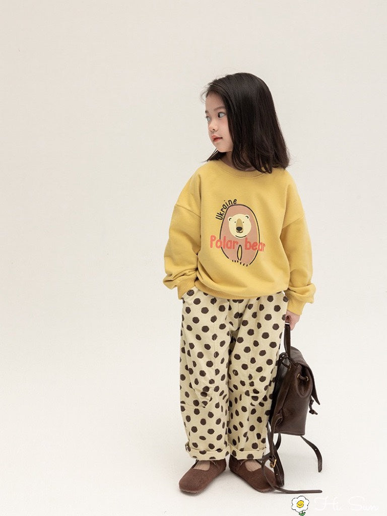 YELLOW SWEATER WITH DOT PANTS SET