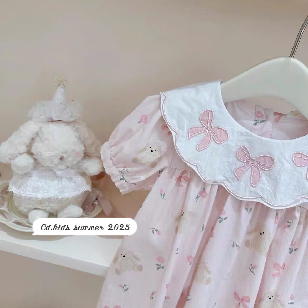 PINK BOW BEAR DRESS