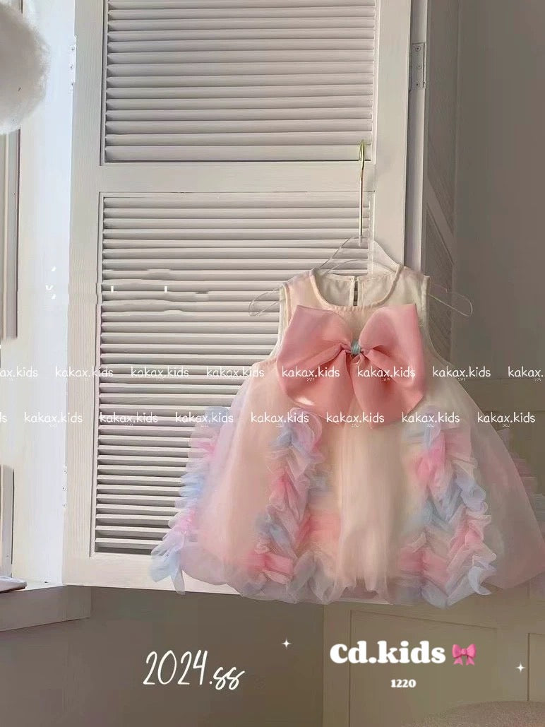 FRONT BOW RAINBOW DRESS