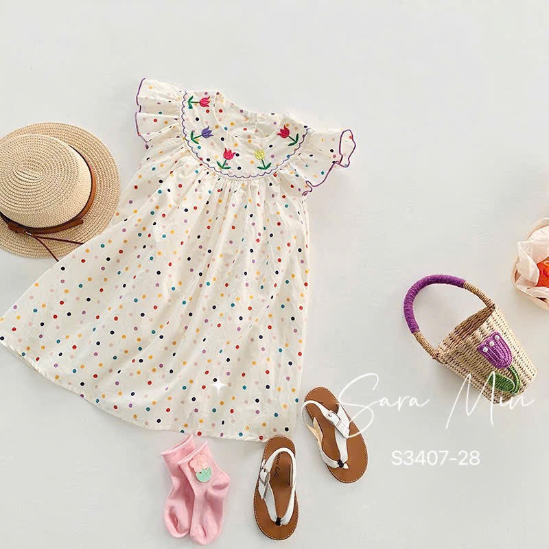WHIT DOT TULIP DRESS