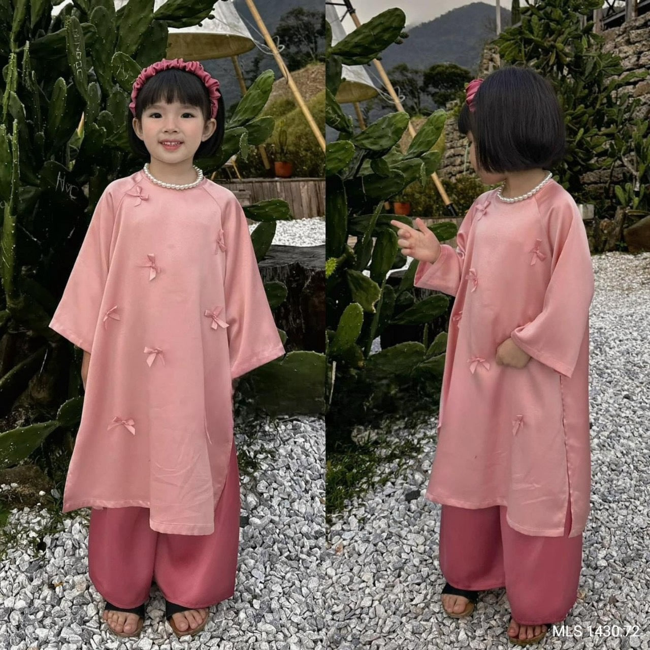 Áo Dài lụa Hồng Vỏ Đỗ