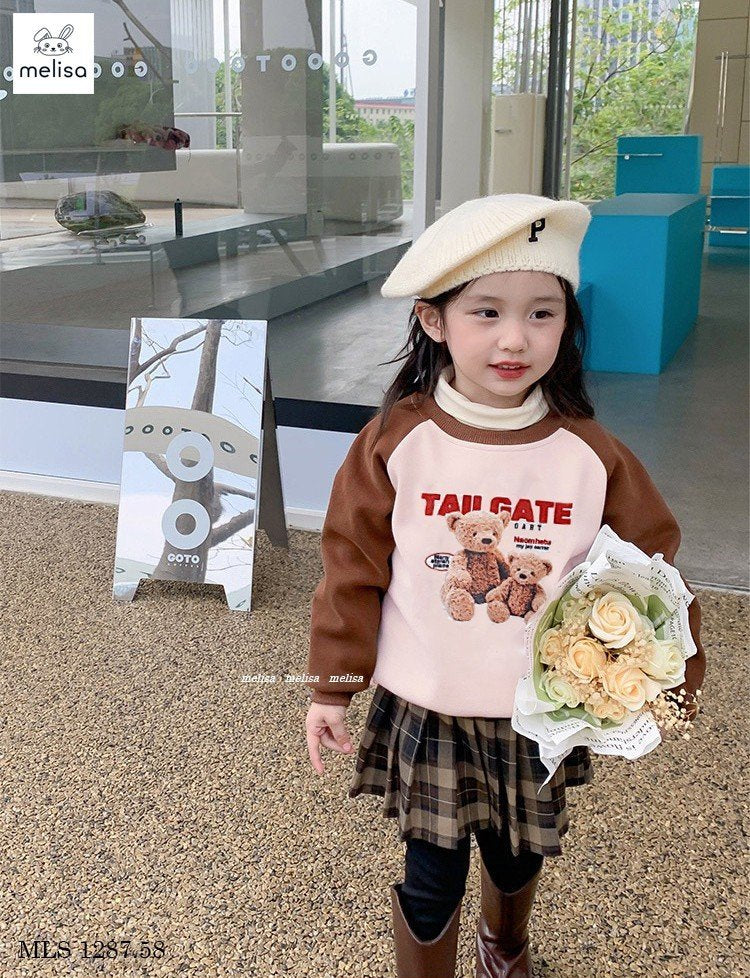 BEAR BROWN TOP AND SKIRT SET