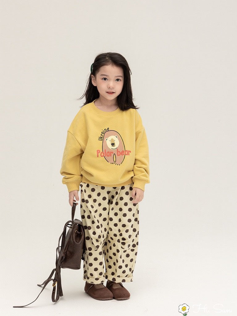 YELLOW SWEATER WITH DOT PANTS SET