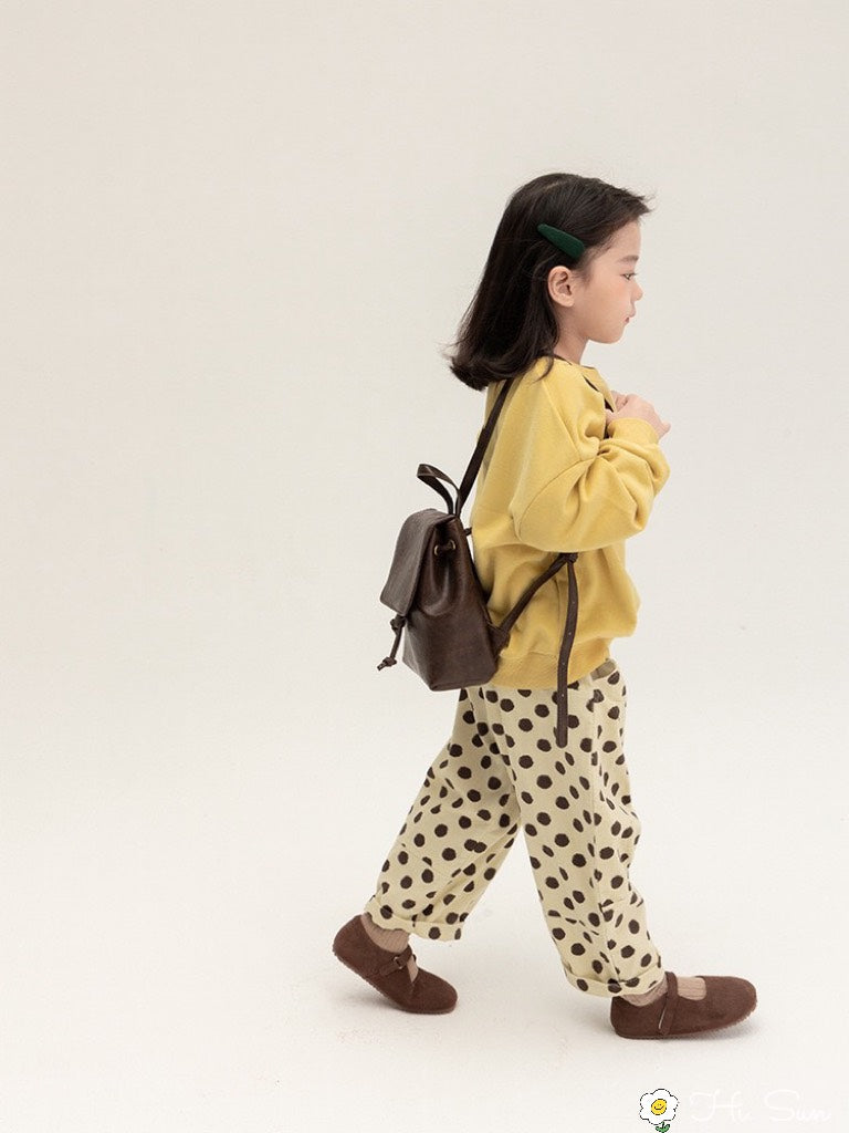 YELLOW SWEATER WITH DOT PANTS SET