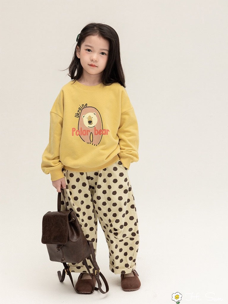 YELLOW SWEATER WITH DOT PANTS SET
