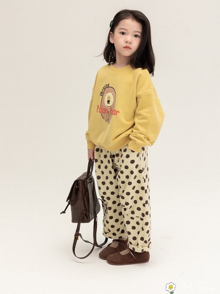 YELLOW SWEATER WITH DOT PANTS SET