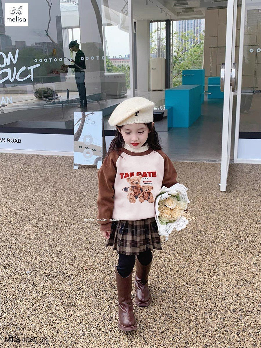 BEAR BROWN TOP AND SKIRT SET
