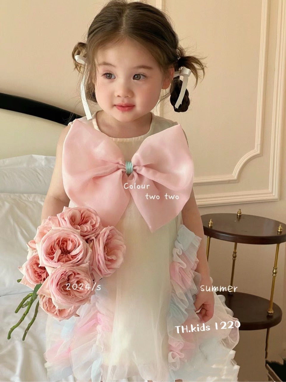 FRONT BOW RAINBOW DRESS