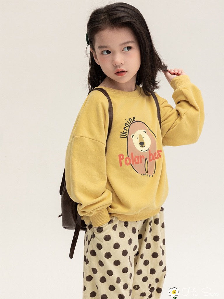 YELLOW SWEATER WITH DOT PANTS SET