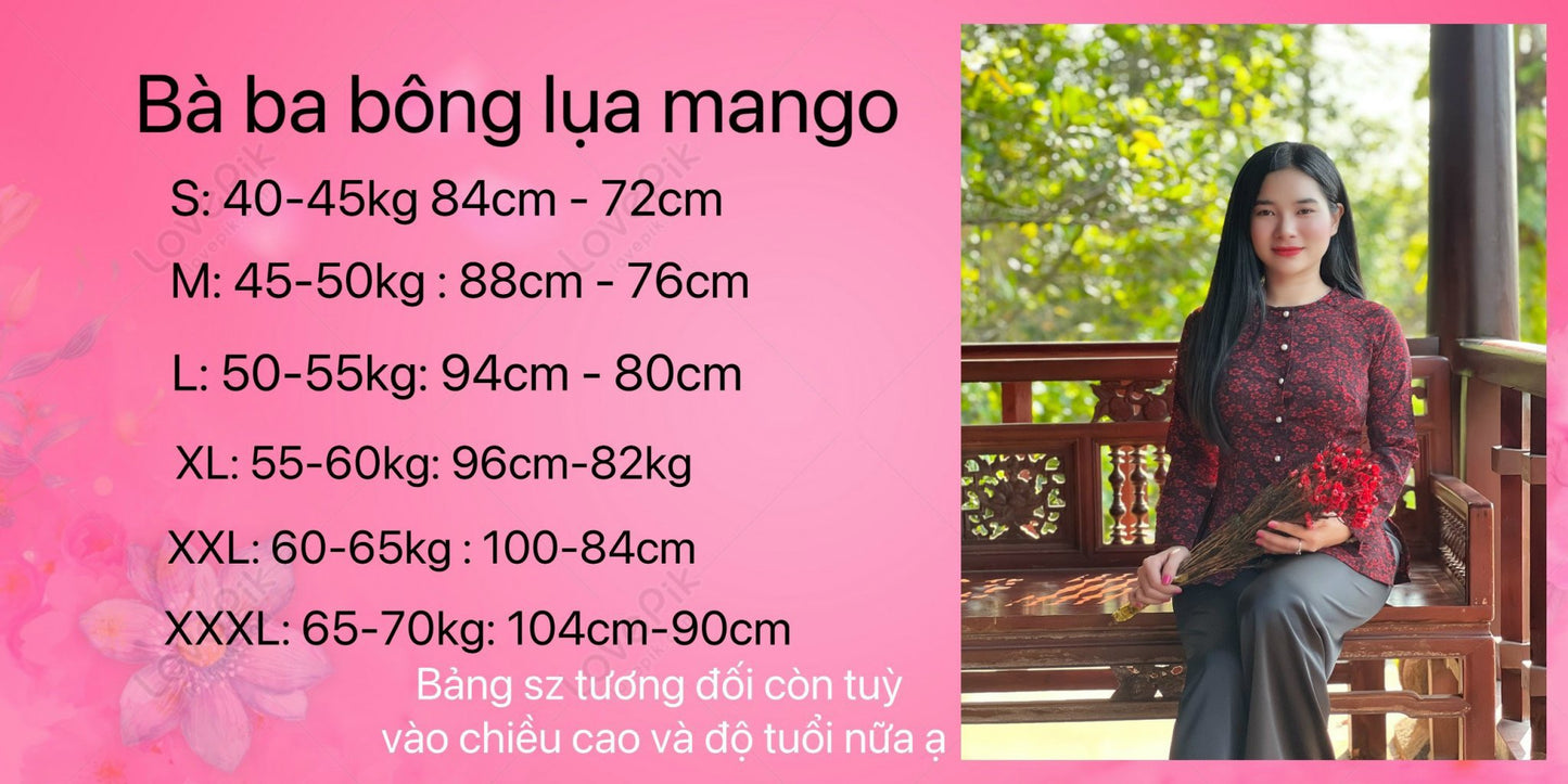 Bà Ba Lụa Mango Đen Trắng