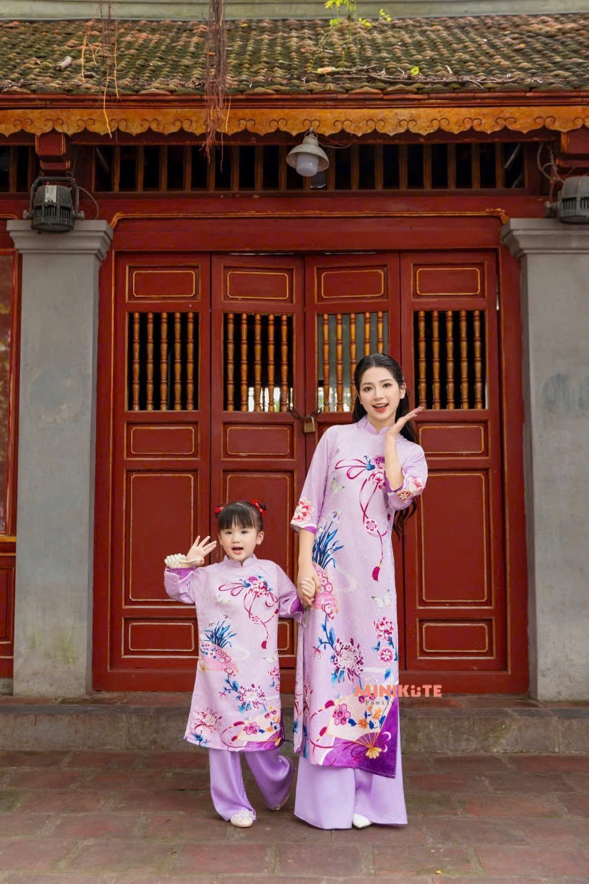Áo Dài Gia Đình Cát Tường - Tím