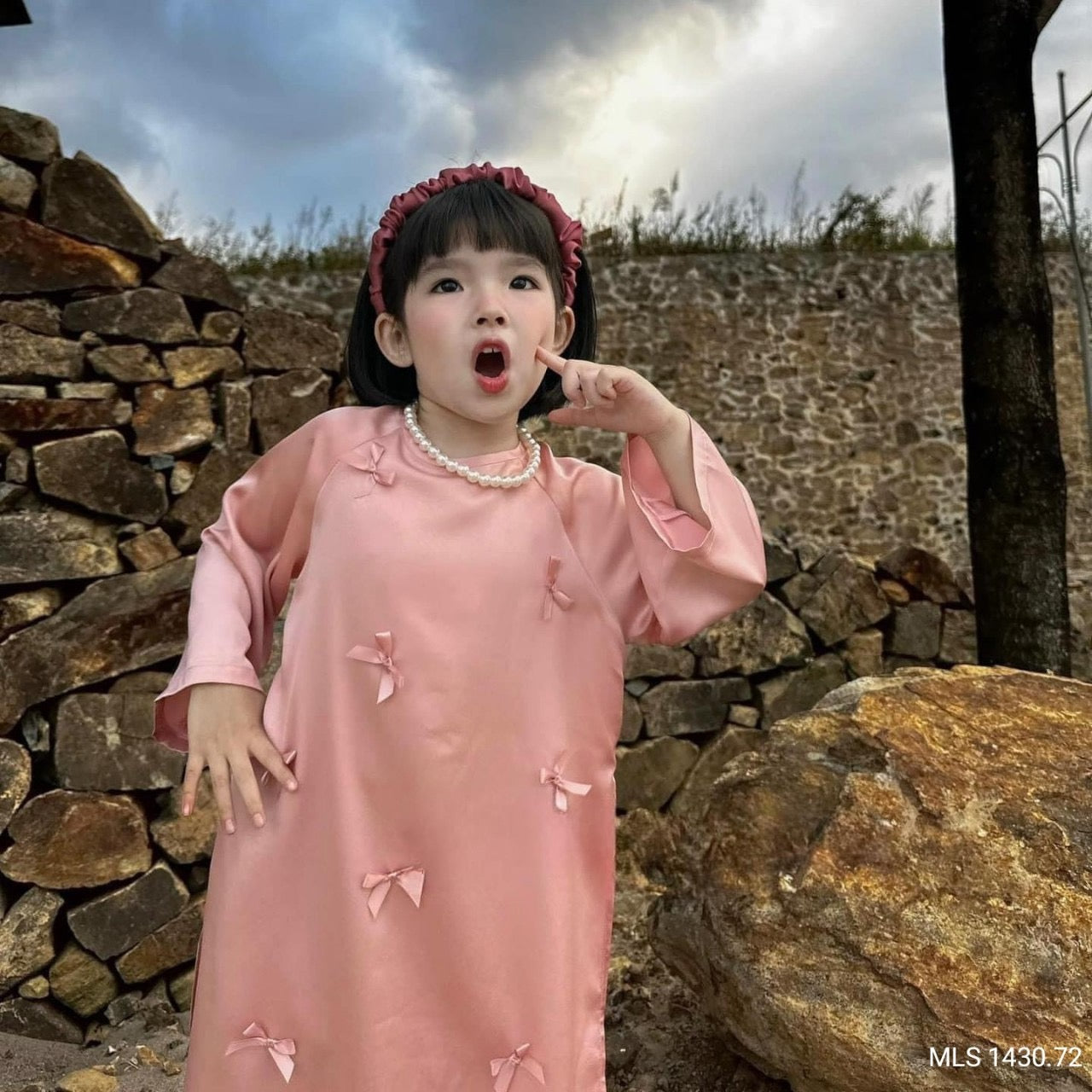 Áo Dài lụa Hồng Vỏ Đỗ