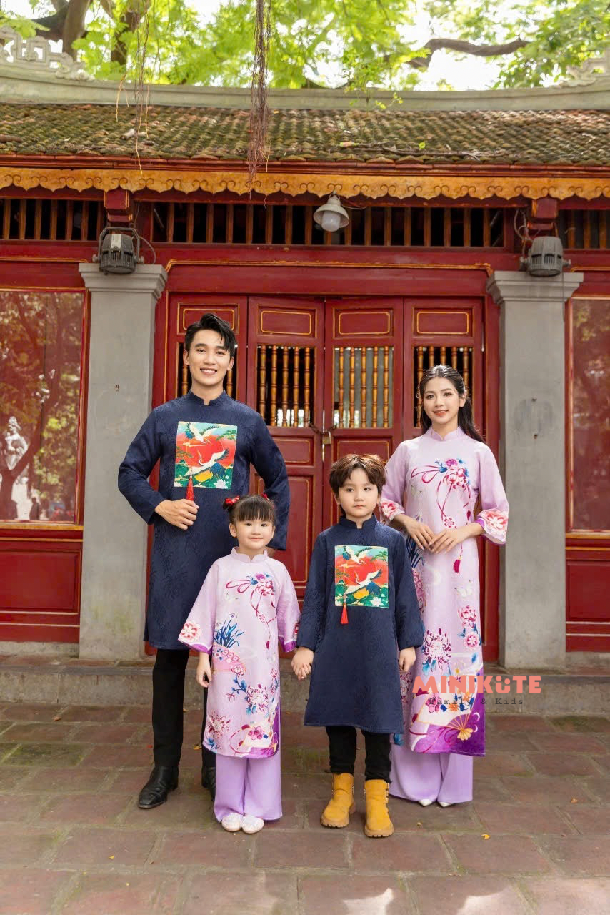 Áo Dài Gia Đình Cát Tường - Tím