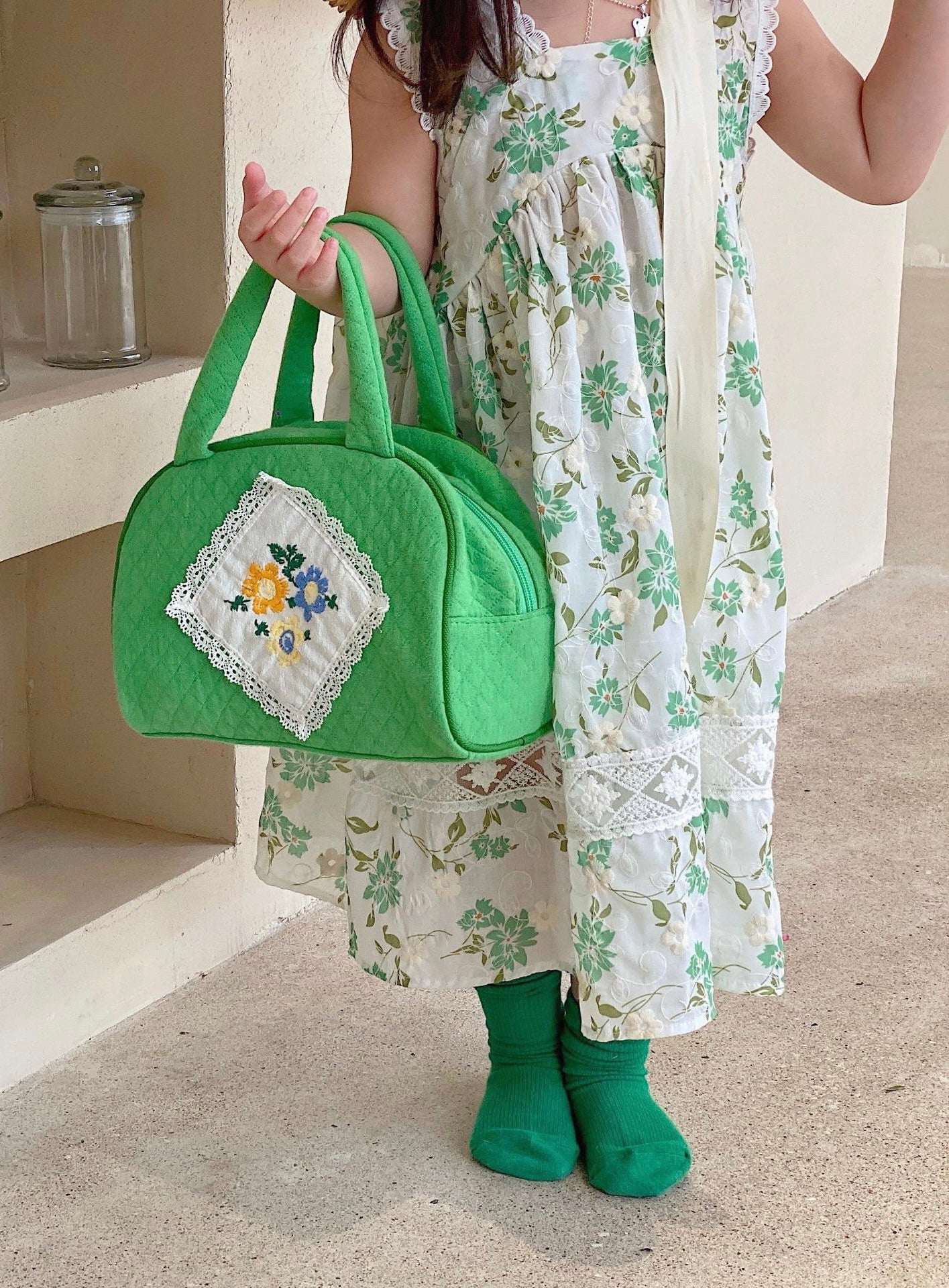 GREEN EMBROIDERED DRESS