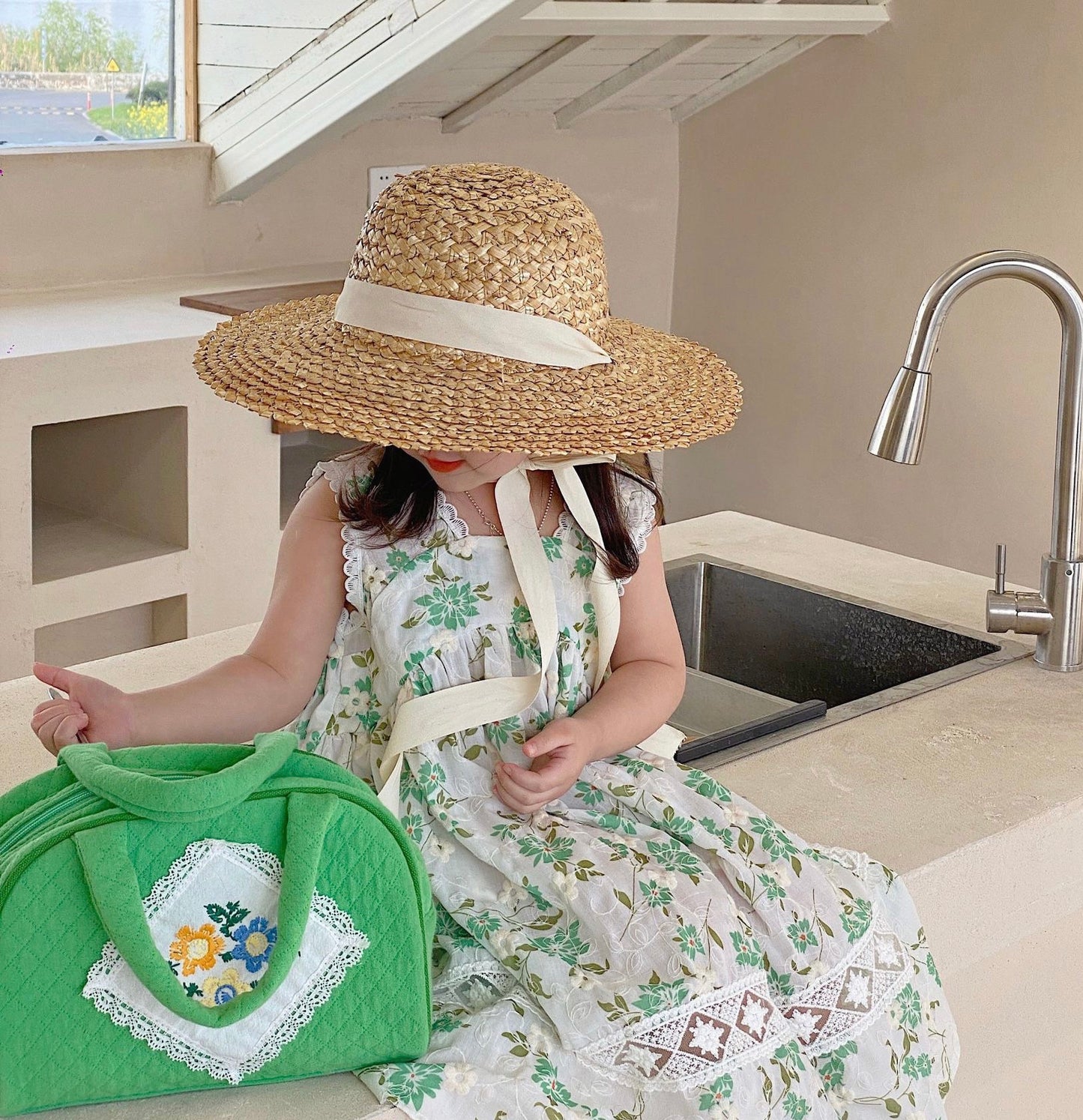 GREEN EMBROIDERED DRESS