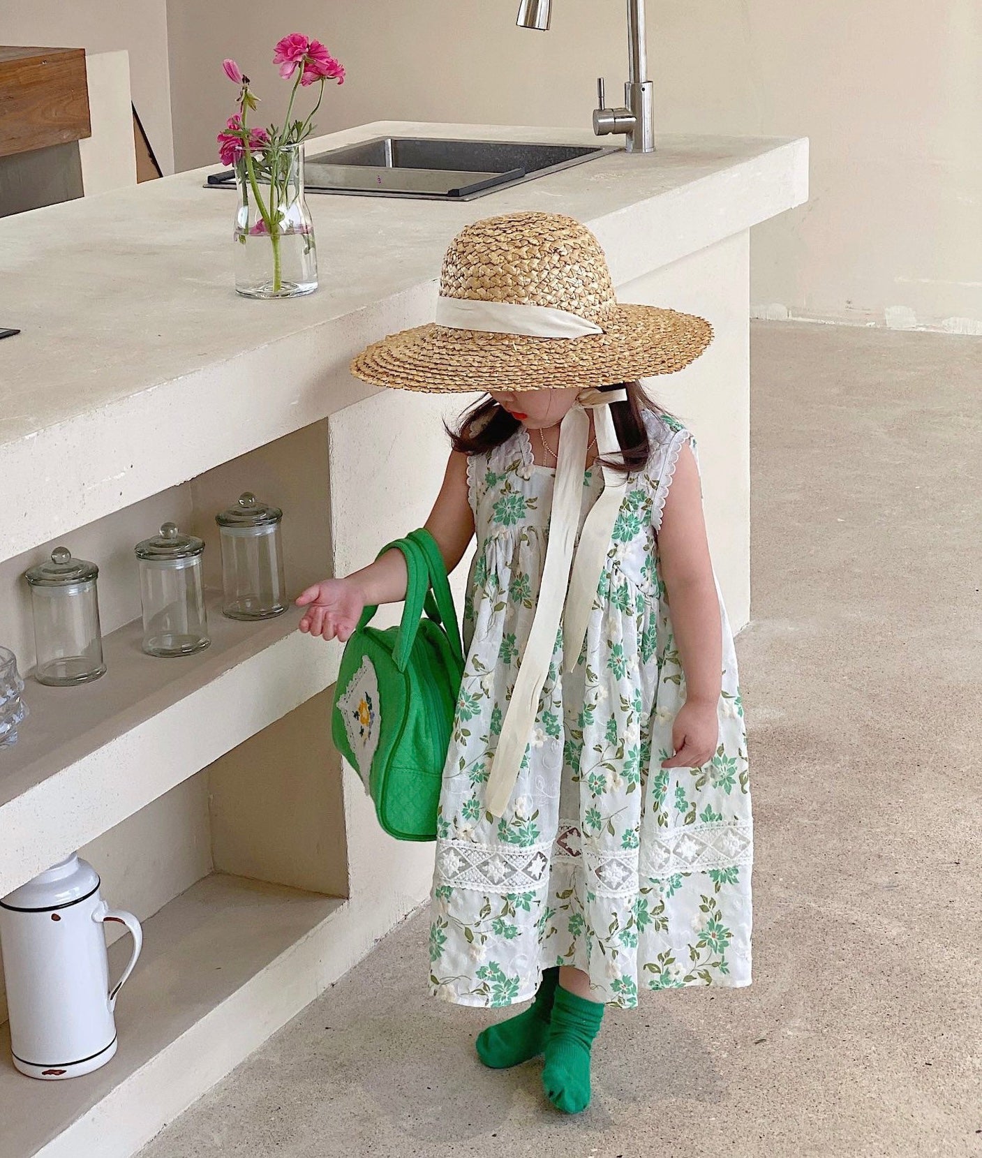 GREEN EMBROIDERED DRESS
