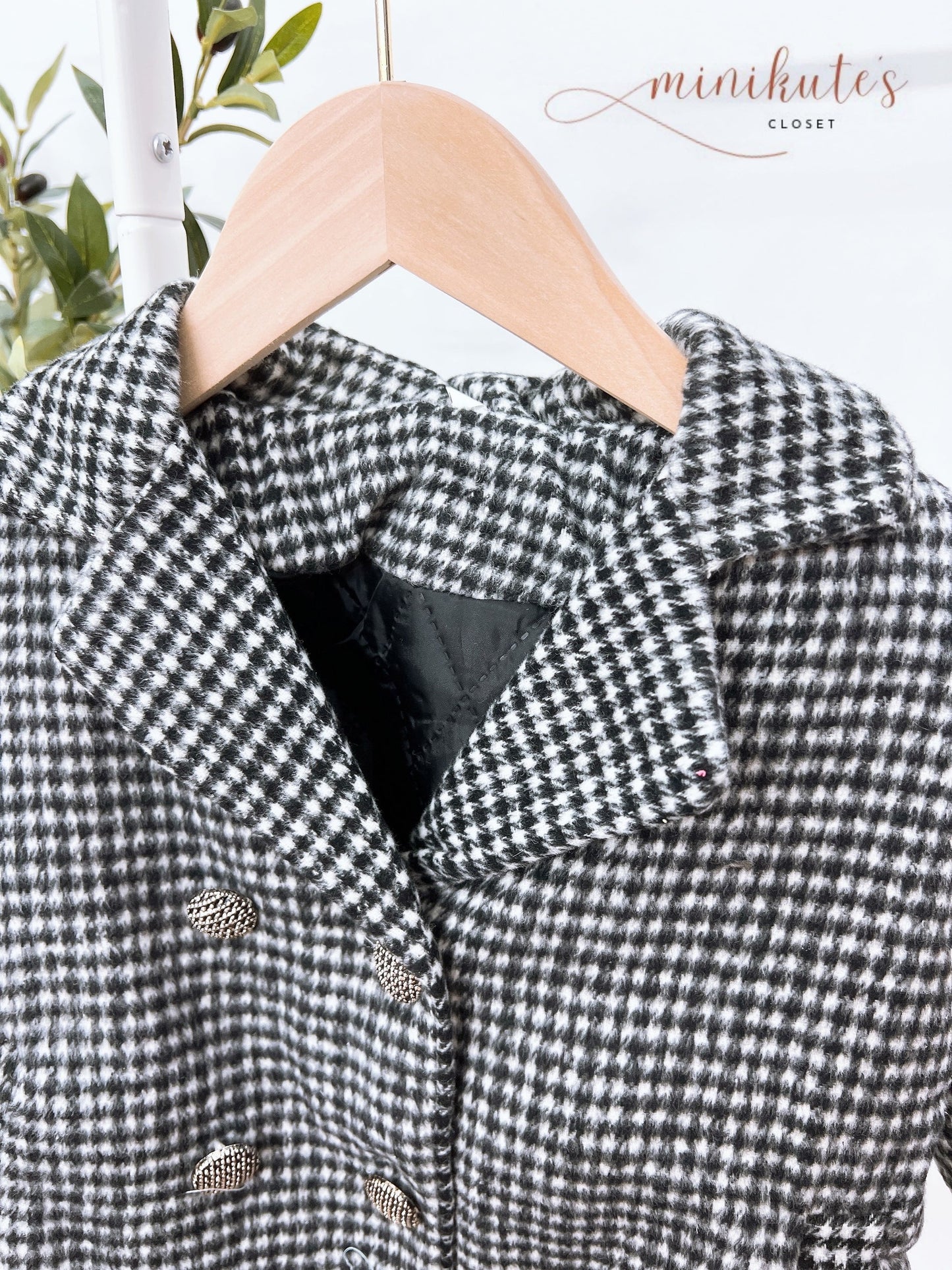 PLAID TWEET COAT WITH BELT