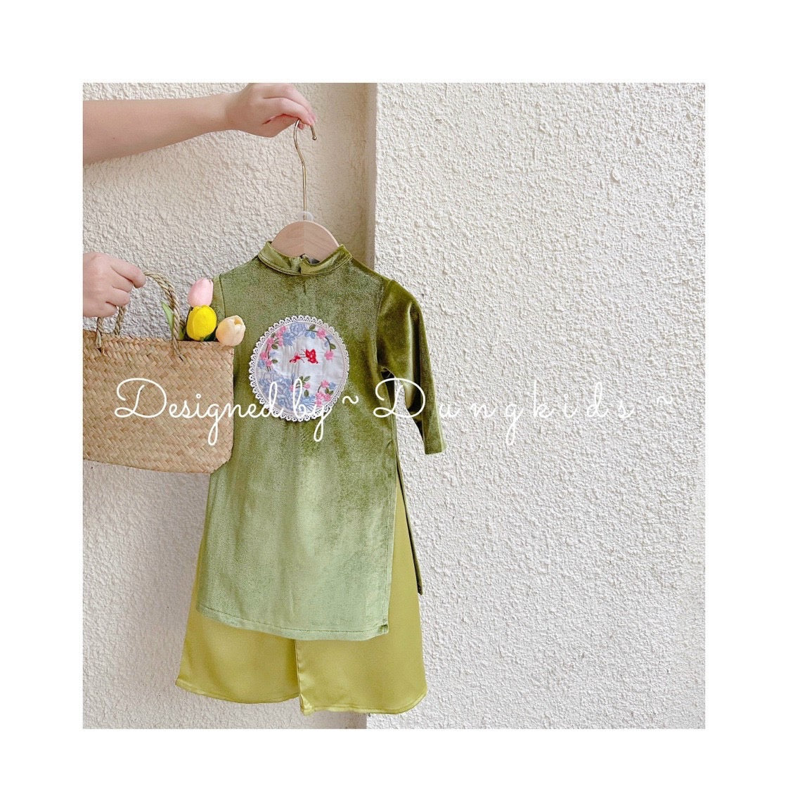 Áo Dài Nhung Diệp Chi - Kèm Cài Ngọc