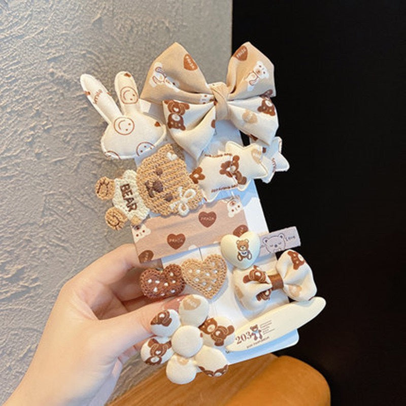 BROWN AND BEIGE HAIR CLIPS SET