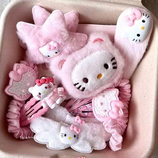 SET OF 15 PINK KITTY HAIR CLIPS
