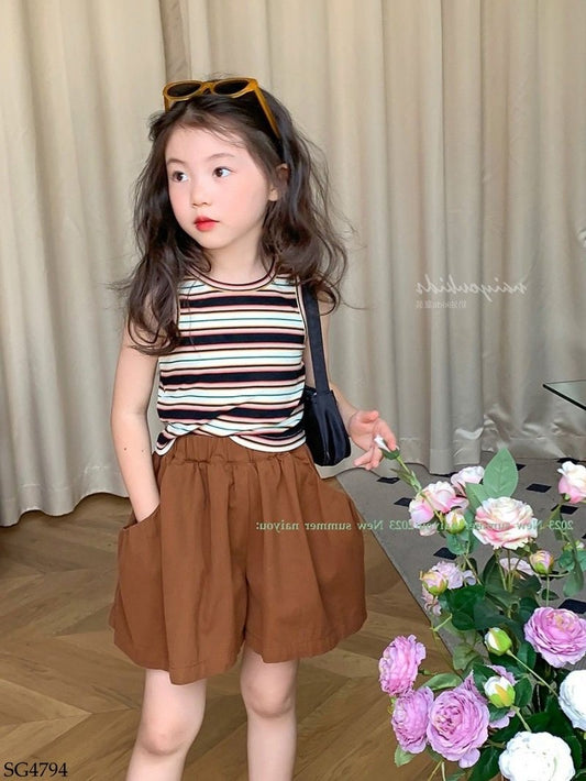BROWN TANK TOP WITH SHORT SET