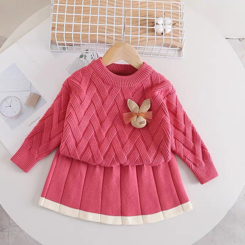 PINK SWEATER AND SKIRT SET