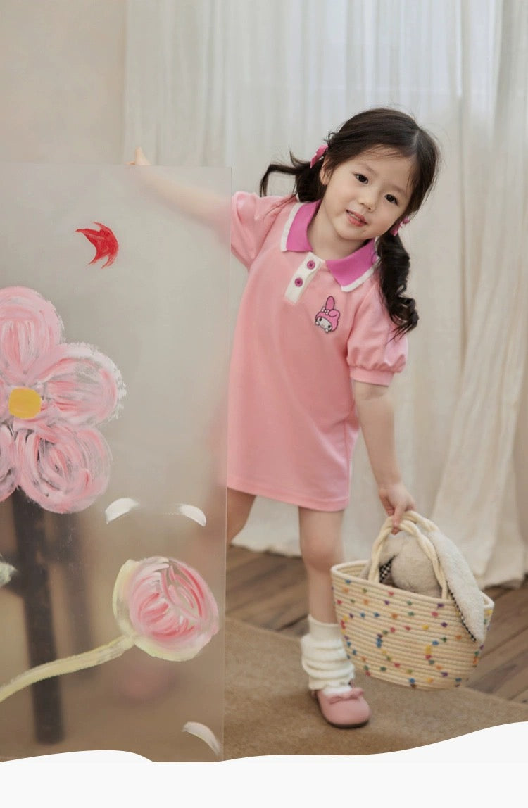 CUTIE PINK RABBIT POLO DRESS