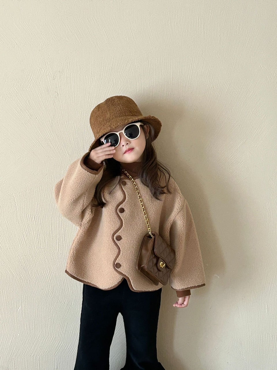 BROWN JACKET WITH WIDE LEG PANTS SET