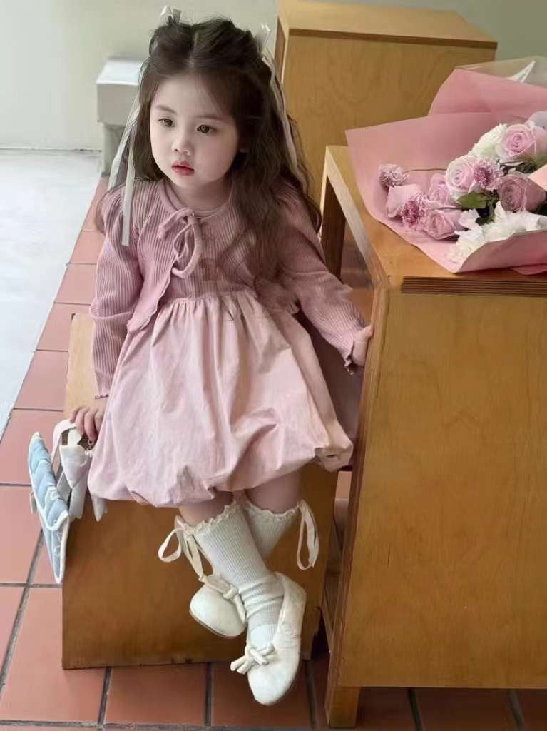 PINK CARDIGAN AND DRESS SET