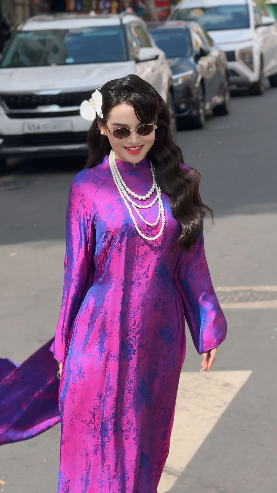 Kim - Purple Silk Áo Dài - Traditional Vietnamese Dress for Women | Wedding Guest Gown