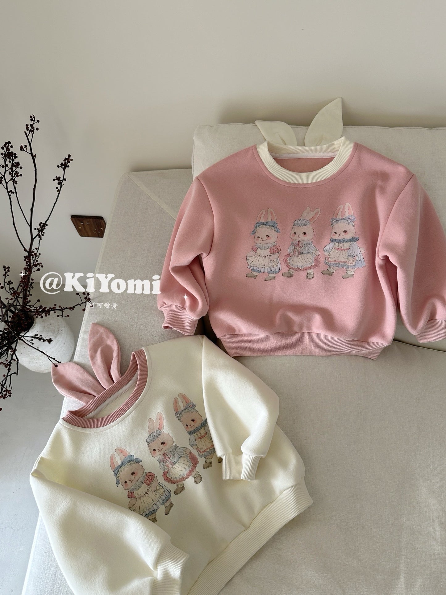 WHITE RABBIT SWEATER WITH PINK PANT SET