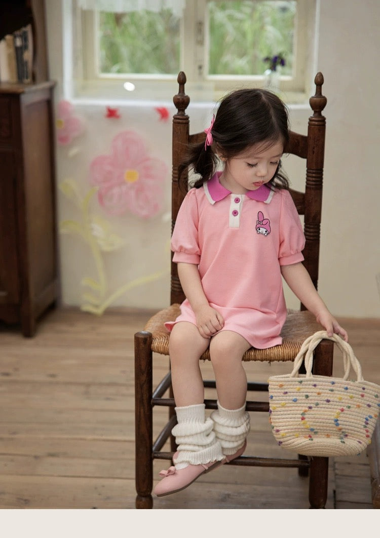 CUTIE PINK RABBIT POLO DRESS