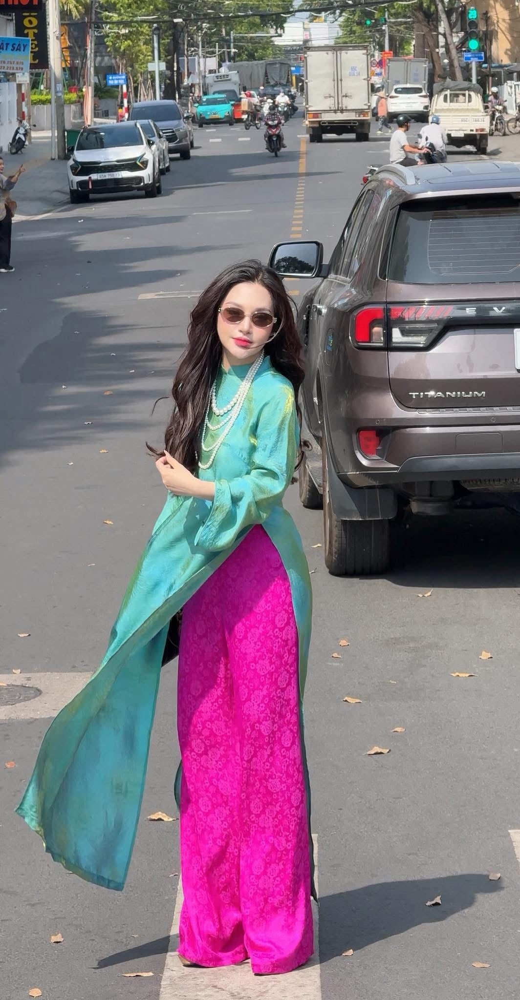 Kim - Teal Green Silk Áo Dài - Traditional Vietnamese Dress for Women | Wedding Guest Gown