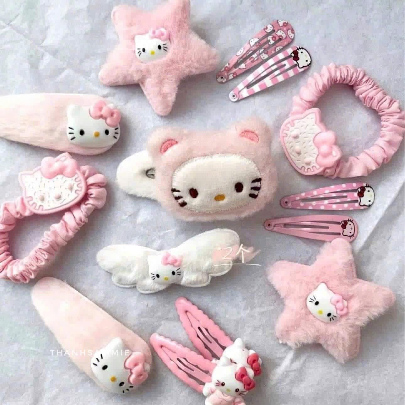 SET OF 15 PINK KITTY HAIR CLIPS