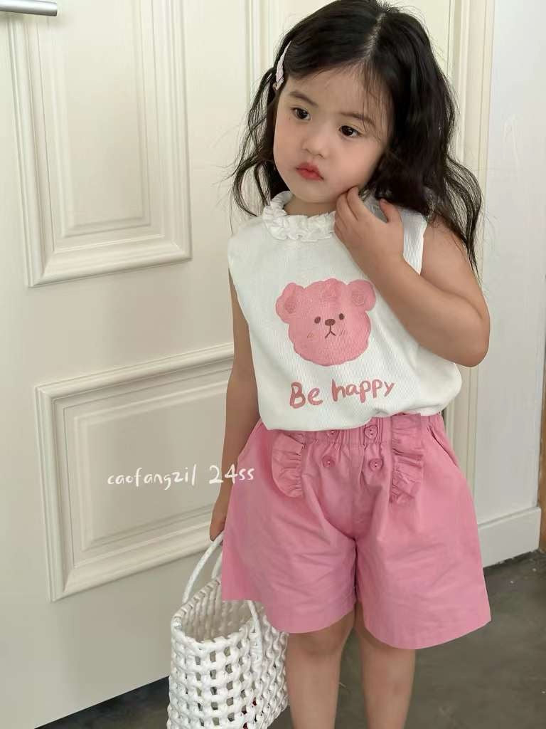 HAPPY BEAR TOP WITH PINK SHORT