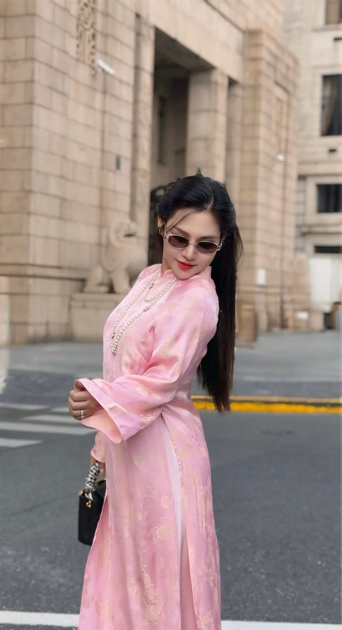 Kim - Light Pink Silk Áo Dài - Traditional Vietnamese Dress for Women | Wedding Guest Gown