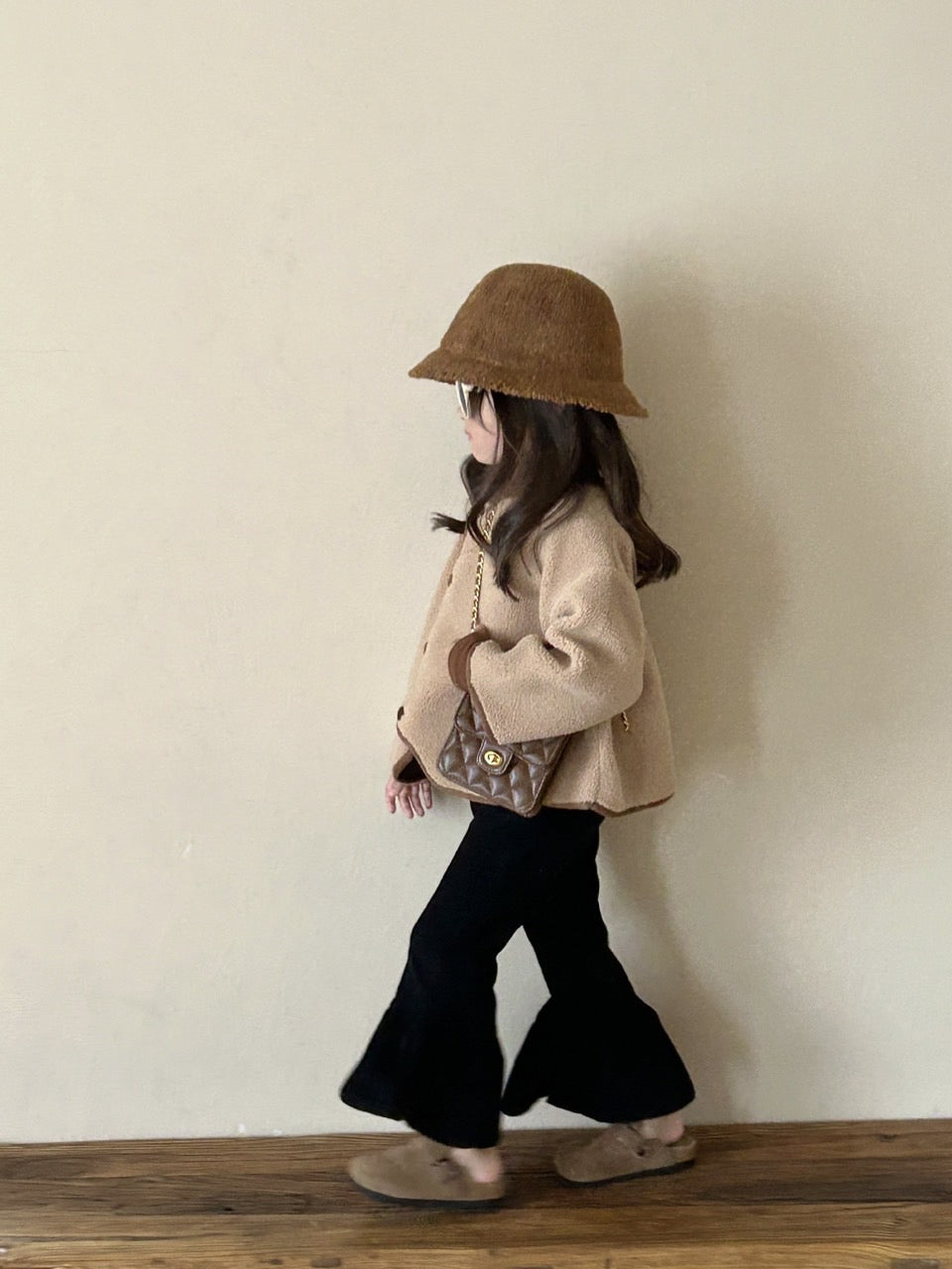 BROWN JACKET WITH WIDE LEG PANTS SET