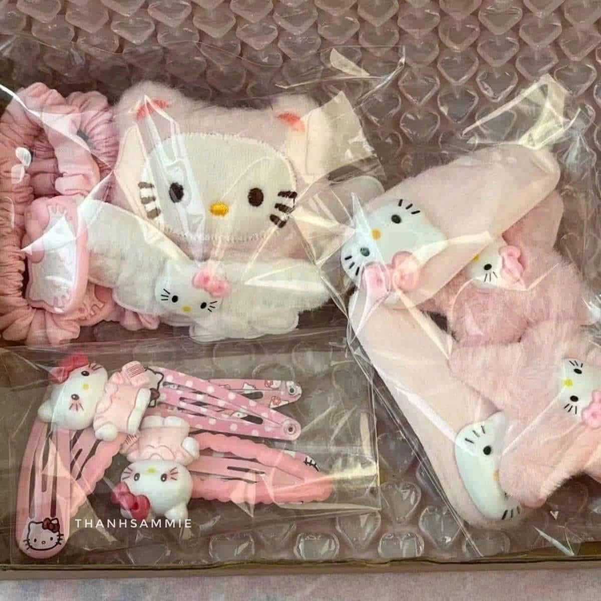 SET OF 15 PINK KITTY HAIR CLIPS