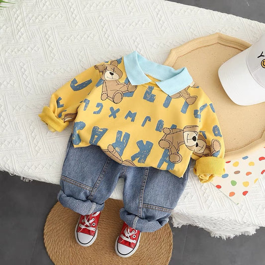 BEAR YELLOW SWEATER WITH JEAN SET